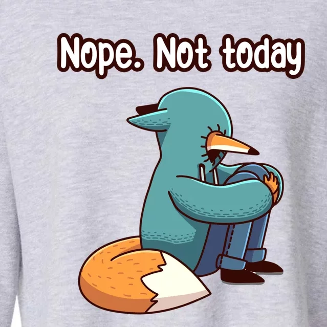 A Funny Hiding Fox Nope Not Today Gift Cropped Pullover Crew