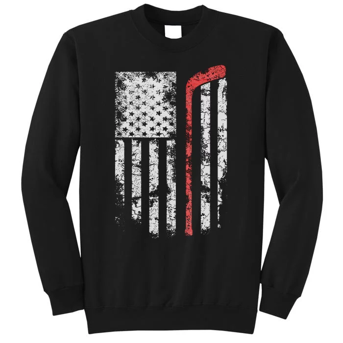 American Flag Hockey Team Gift Hockey Dad Mom Tall Sweatshirt