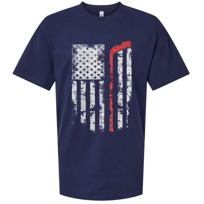 American Flag Hockey Team Gift Hockey Dad Mom Sueded Cloud Jersey T-Shirt