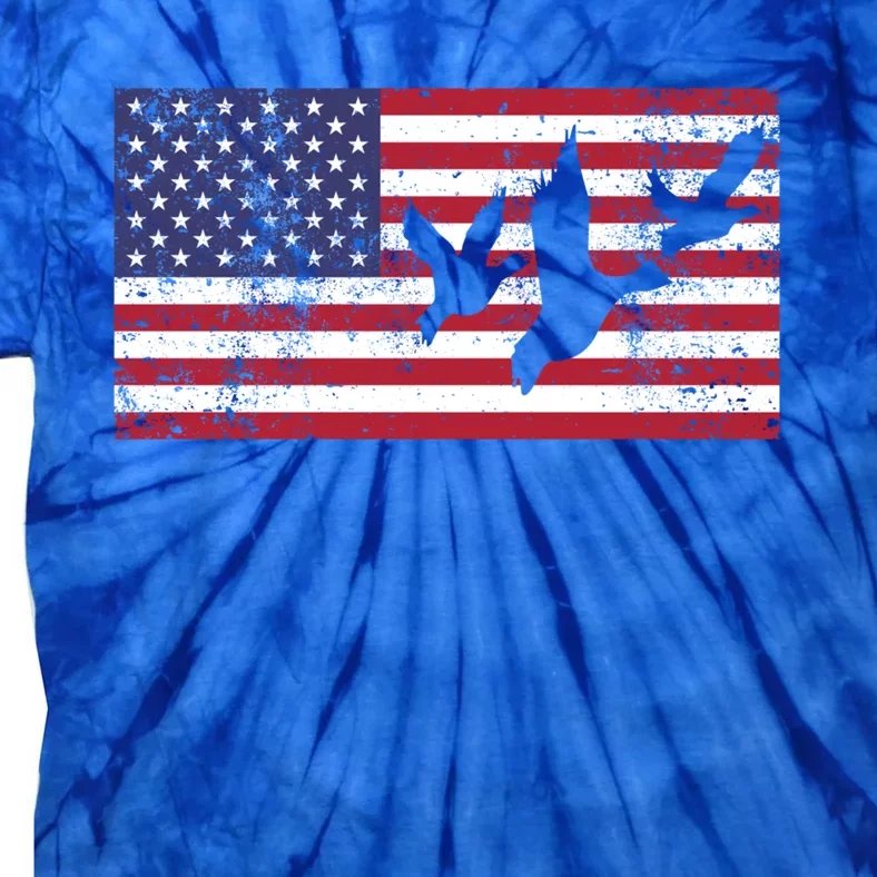 American Flag Hunting Geese Duck Gift 4th Of July Cool Gift Tie-Dye T-Shirt