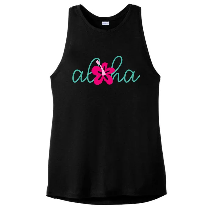 Aloha Floral Hawaii Tropical Ladies Tri-Blend Wicking Tank