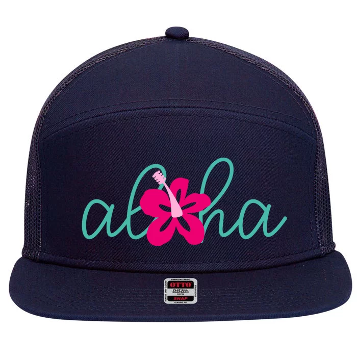 Aloha Floral Hawaii Tropical 7 Panel Mesh Trucker Snapback Hat