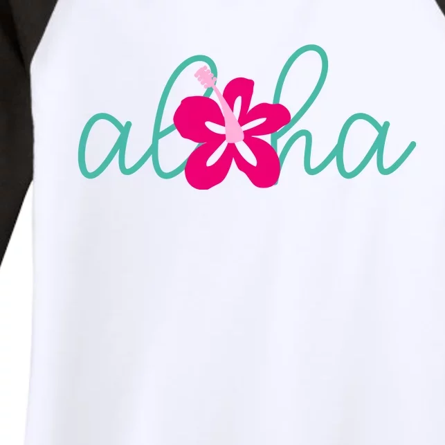 Aloha Floral Hawaii Tropical Women's Tri-Blend 3/4-Sleeve Raglan Shirt