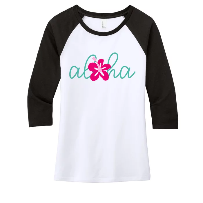 Aloha Floral Hawaii Tropical Women's Tri-Blend 3/4-Sleeve Raglan Shirt