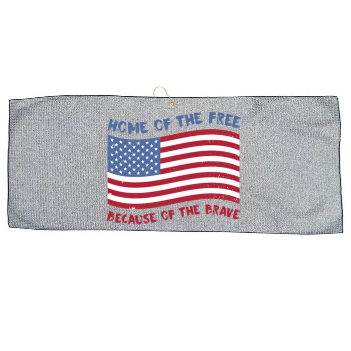 American Flag Home Of The Free Because Of The Brave Gift Large Microfiber Waffle Golf Towel