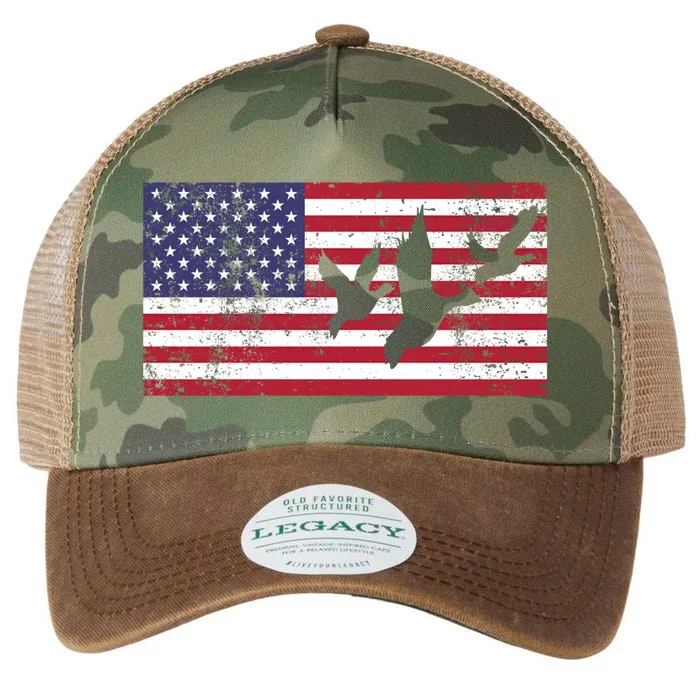 American Flag Hunting Geese Duck Meaningful Gift 4th Of July Gift Legacy Tie Dye Trucker Hat