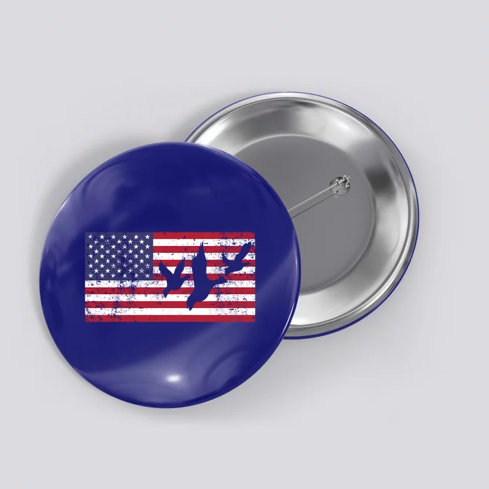 American Flag Hunting Geese Duck Meaningful Gift 4th Of July Gift Button