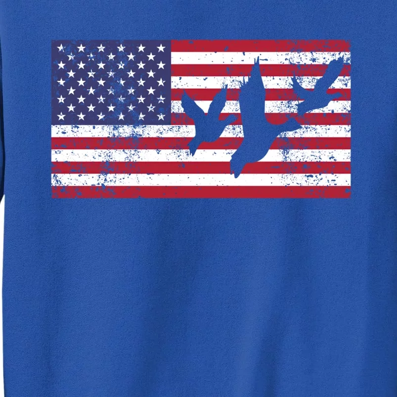 American Flag Hunting Geese Duck Meaningful Gift 4th Of July Gift Tall Sweatshirt