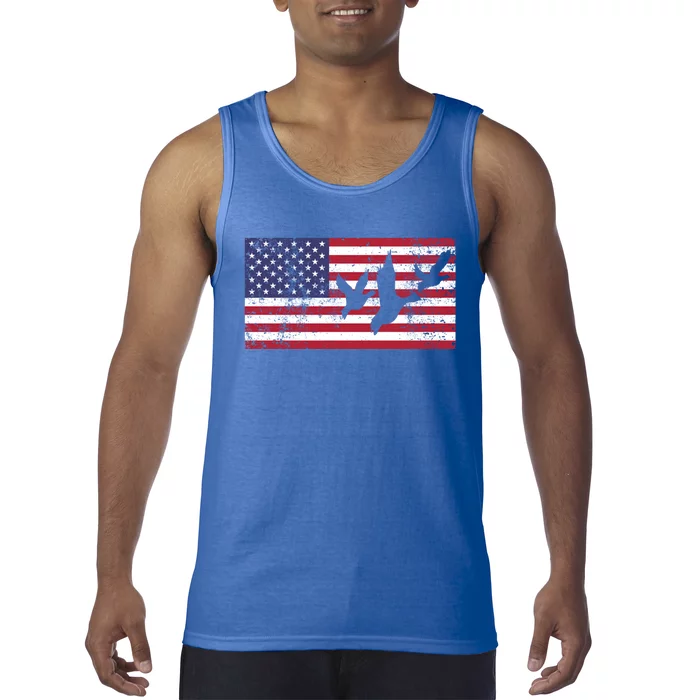 American Flag Hunting Geese Duck Meaningful Gift 4th Of July Gift Tank Top