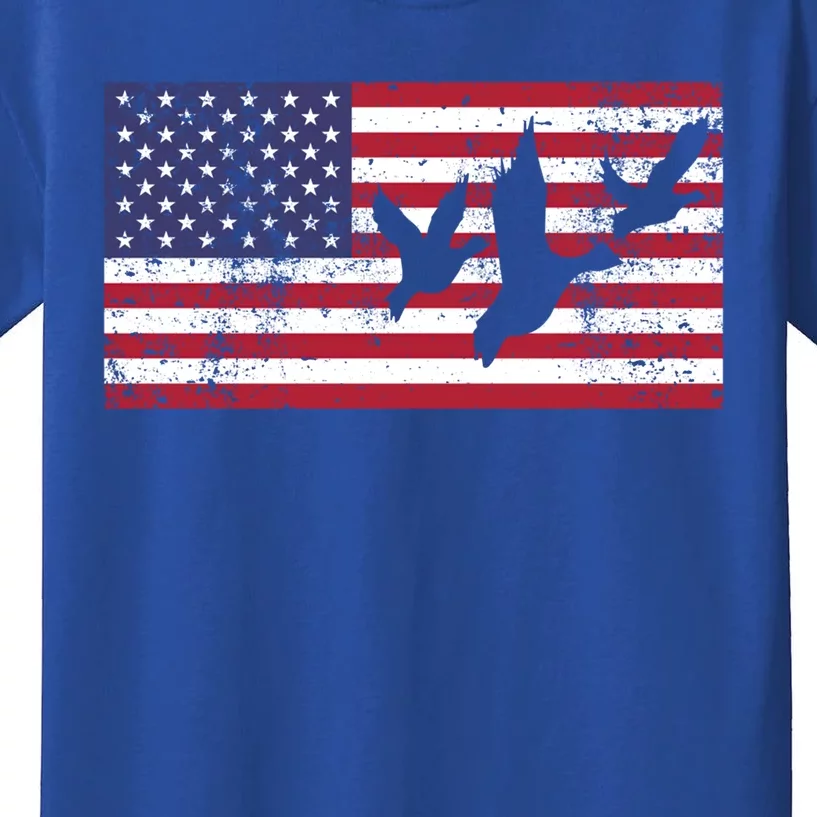 American Flag Hunting Geese Duck Meaningful Gift 4th Of July Gift Kids T-Shirt