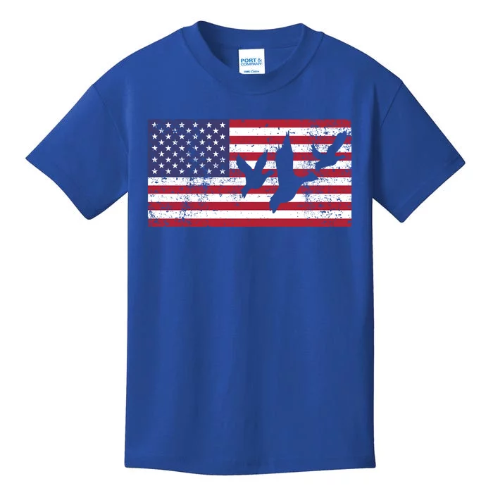 American Flag Hunting Geese Duck Meaningful Gift 4th Of July Gift Kids T-Shirt