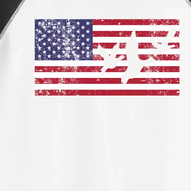 American Flag Hunting Geese Duck Meaningful Gift 4th Of July Gift Toddler Fine Jersey T-Shirt