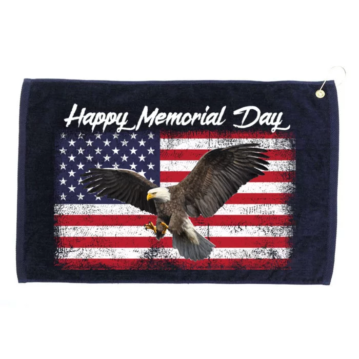 American Flags Happy Memorial Day Gift Grommeted Golf Towel