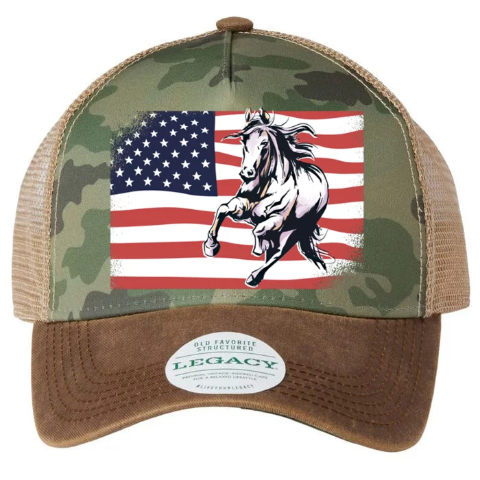 American Flag Horse 4th Of July Patrioticic Meaningful Gift Legacy Tie Dye Trucker Hat