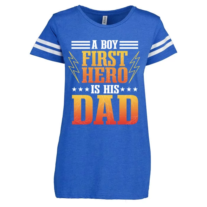 A First Hero Is His Dad Fathers Day Best Daddy Ever Meaningful Gift Enza Ladies Jersey Football T-Shirt