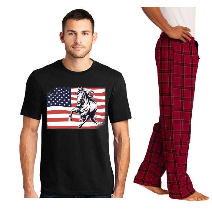 American Flag Horse 4th Of July Patrioticic Gift Pajama Set