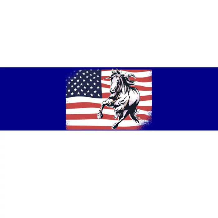 American Flag Horse 4th Of July Patrioticic Gift Bumper Sticker