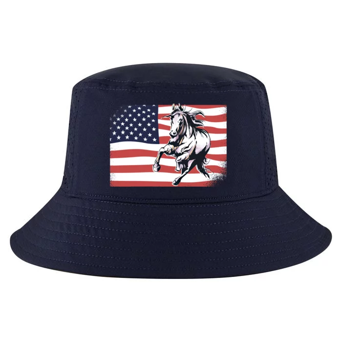 American Flag Horse 4th Of July Patrioticic Gift Cool Comfort Performance Bucket Hat