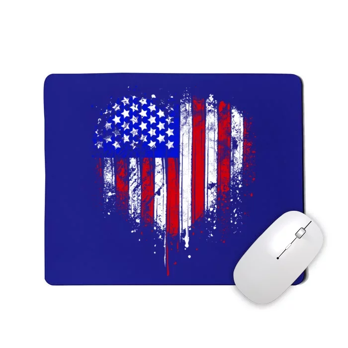 American Flag Heart 4th Of July Usa Flag Mom Mama Gift Mousepad