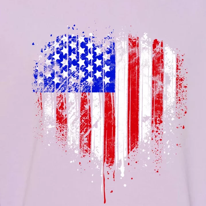 American Flag Heart 4th Of July Usa Flag Mom Mama Gift Garment-Dyed Sweatshirt