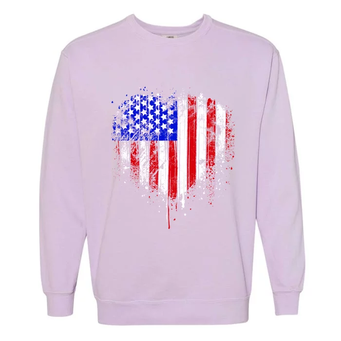 American Flag Heart 4th Of July Usa Flag Mom Mama Gift Garment-Dyed Sweatshirt