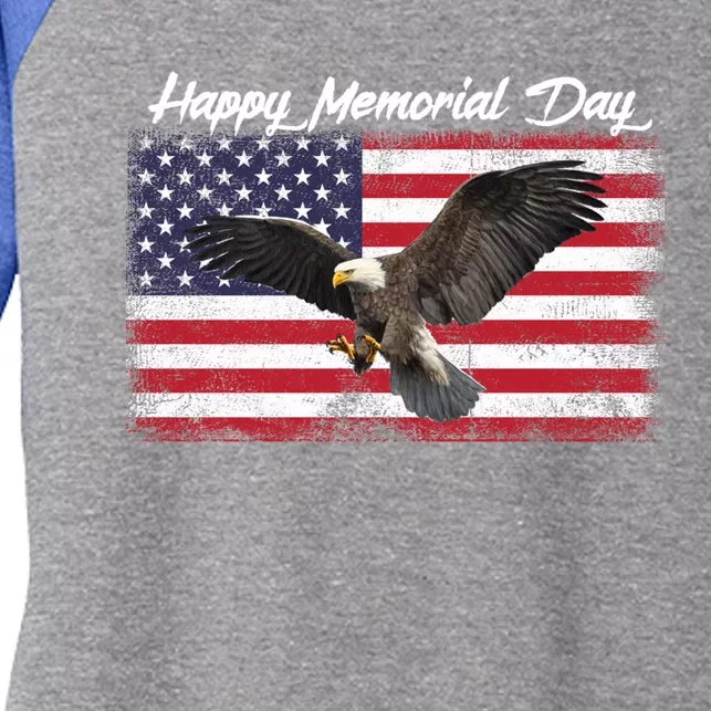 American Flags Happy Memorial Day Meaningful Gift Women's Tri-Blend 3/4-Sleeve Raglan Shirt