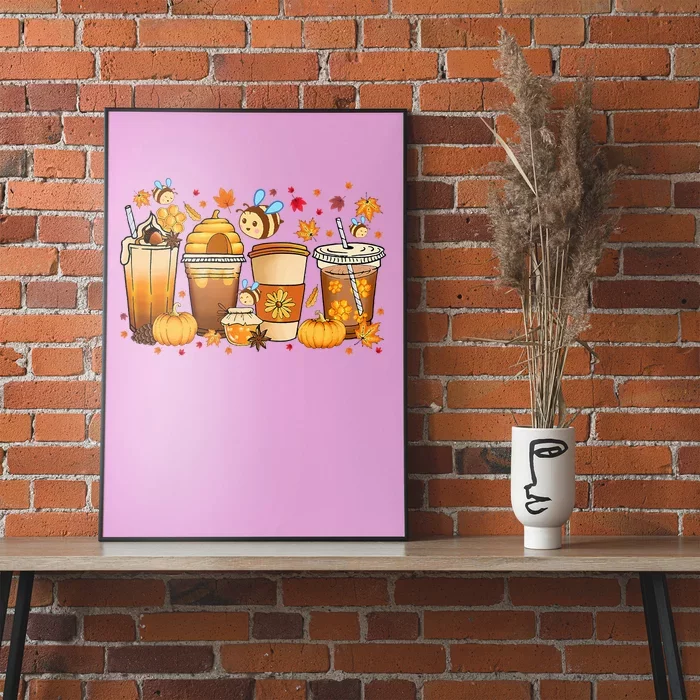 Autumn Fall Horror Latte Fall Coffee Cups Ghost Halloween Poster