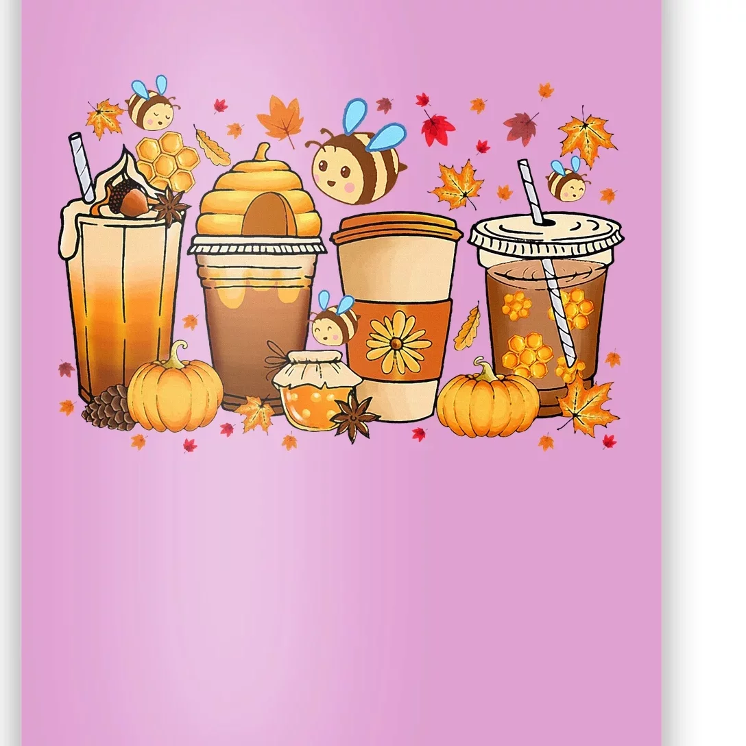 Autumn Fall Horror Latte Fall Coffee Cups Ghost Halloween Poster