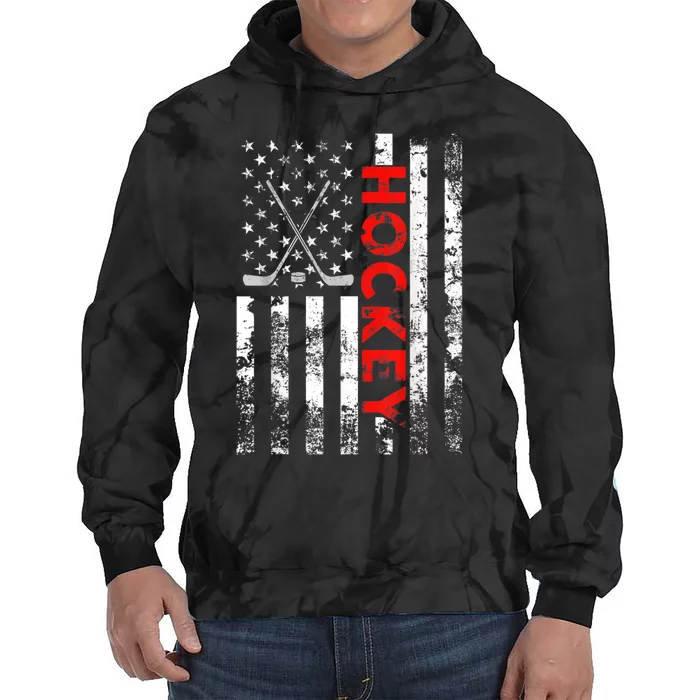 American Flag Hockey USA Patriotic Gift Tie Dye Hoodie