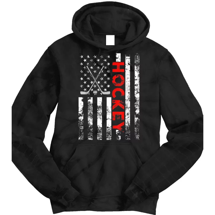 American Flag Hockey USA Patriotic Gift Tie Dye Hoodie