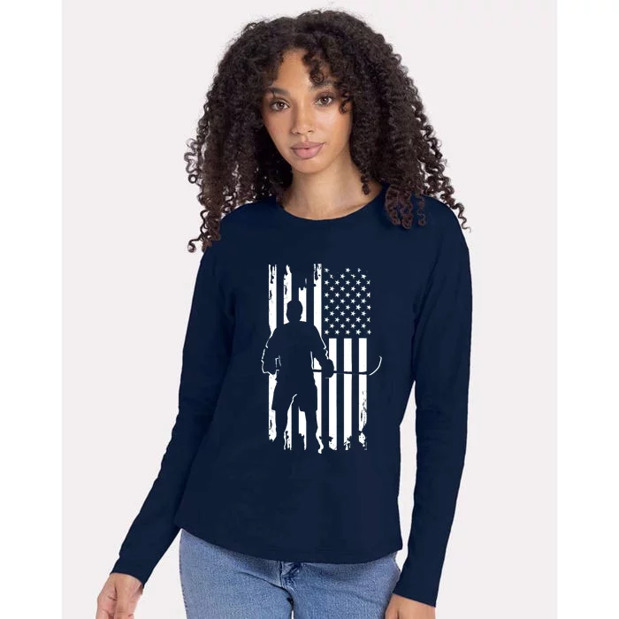 American Flag Hockey - Hockey Womens Cotton Relaxed Long Sleeve T-Shirt