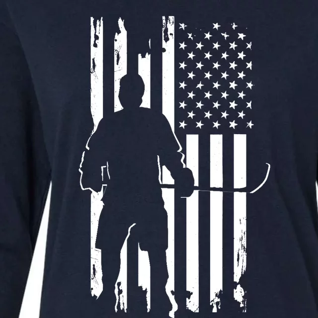 American Flag Hockey - Hockey Womens Cotton Relaxed Long Sleeve T-Shirt