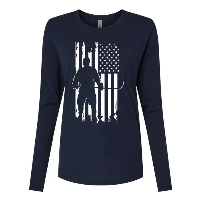 American Flag Hockey - Hockey Womens Cotton Relaxed Long Sleeve T-Shirt