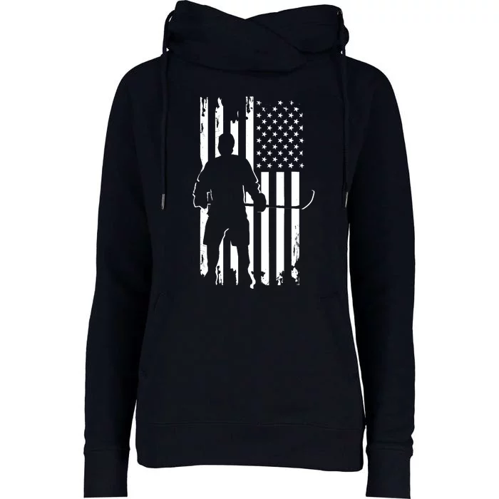 American Flag Hockey - Hockey Womens Funnel Neck Pullover Hood