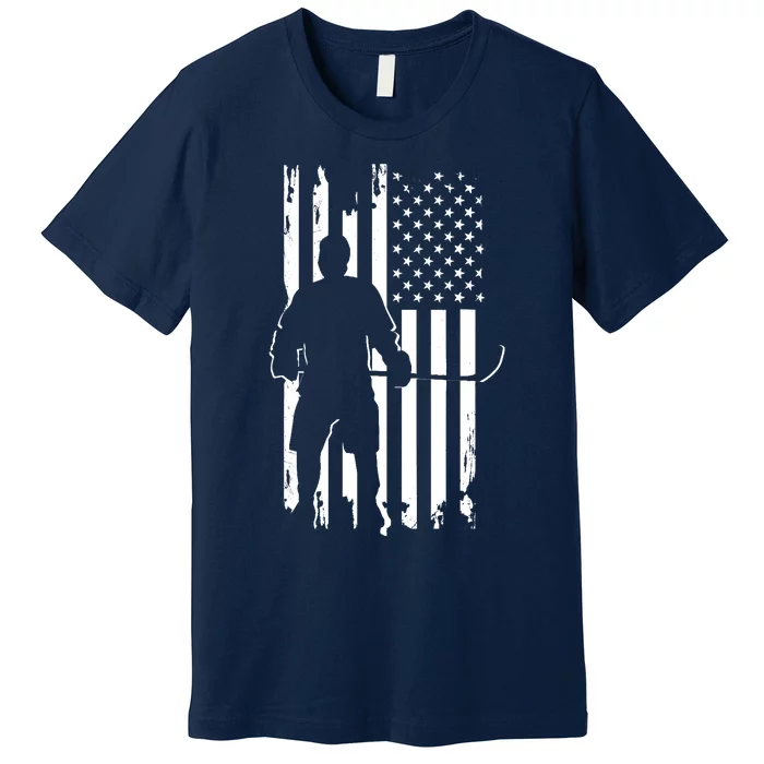 American Flag Hockey - Hockey Premium T-Shirt