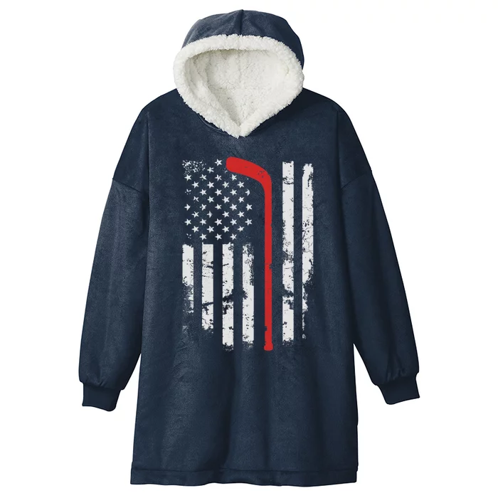 American Flag Hockey USA Patriotic Hockey Player Boy Hooded Wearable Blanket