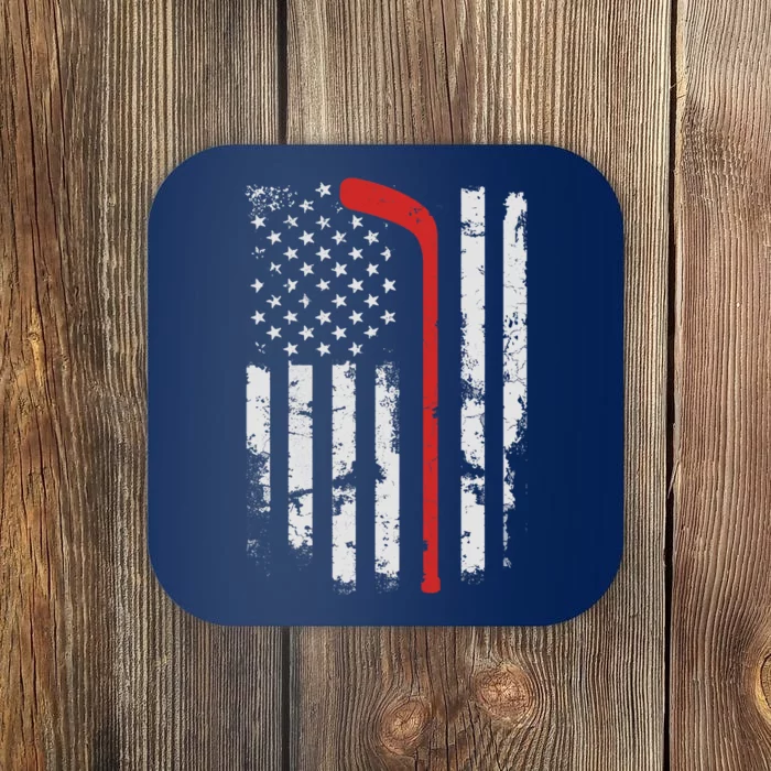 American Flag Hockey USA Patriotic Hockey Player Boy Coaster