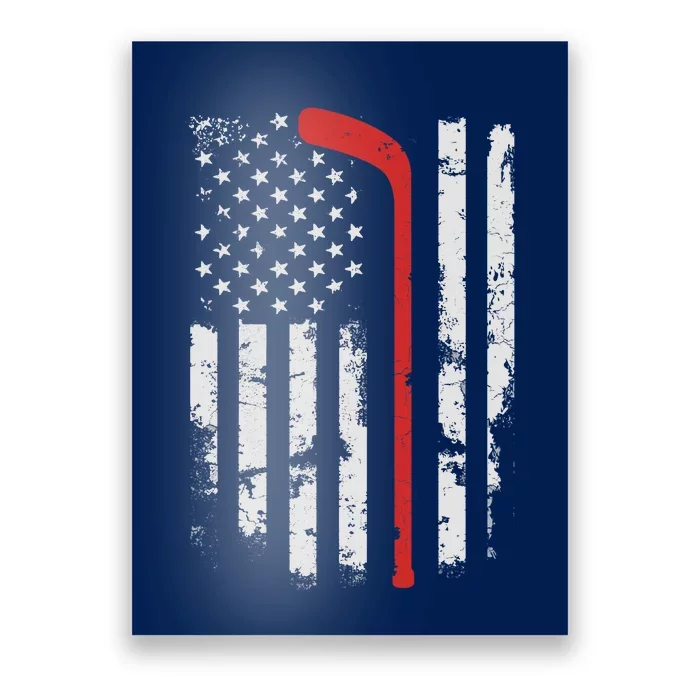 American Flag Hockey USA Patriotic Hockey Player Boy Poster