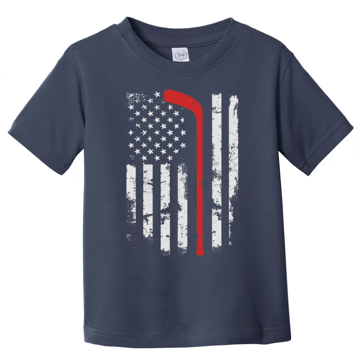 American Flag Hockey USA Patriotic Hockey Player Boy Toddler T-Shirt