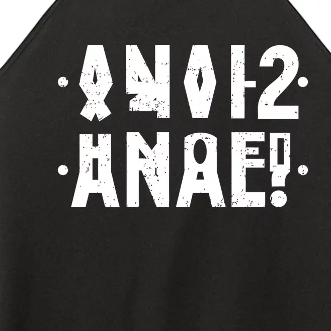 Anal Funny Hidden Message Anal? Distressed Women’s Perfect Tri Rocker Tank