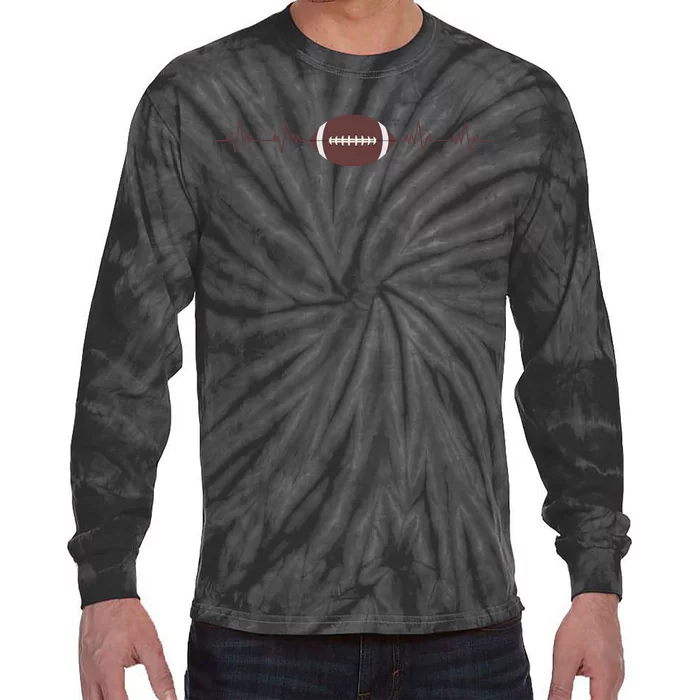 American Football Heartbeat Tie-Dye Long Sleeve Shirt