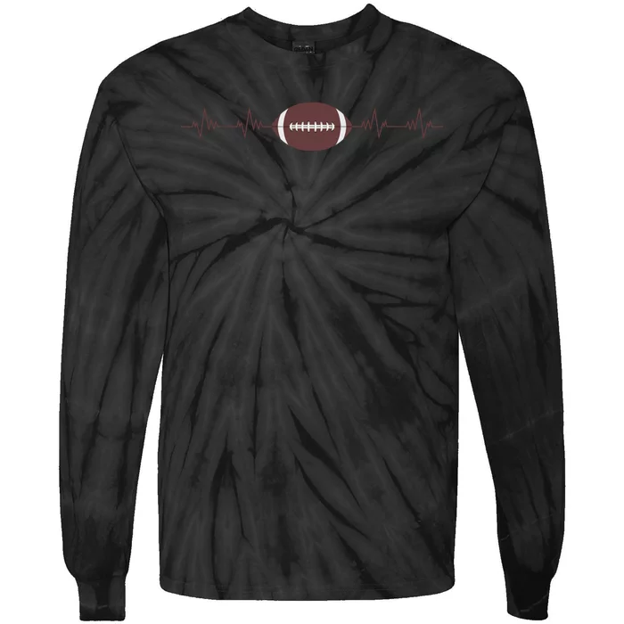 American Football Heartbeat Tie-Dye Long Sleeve Shirt