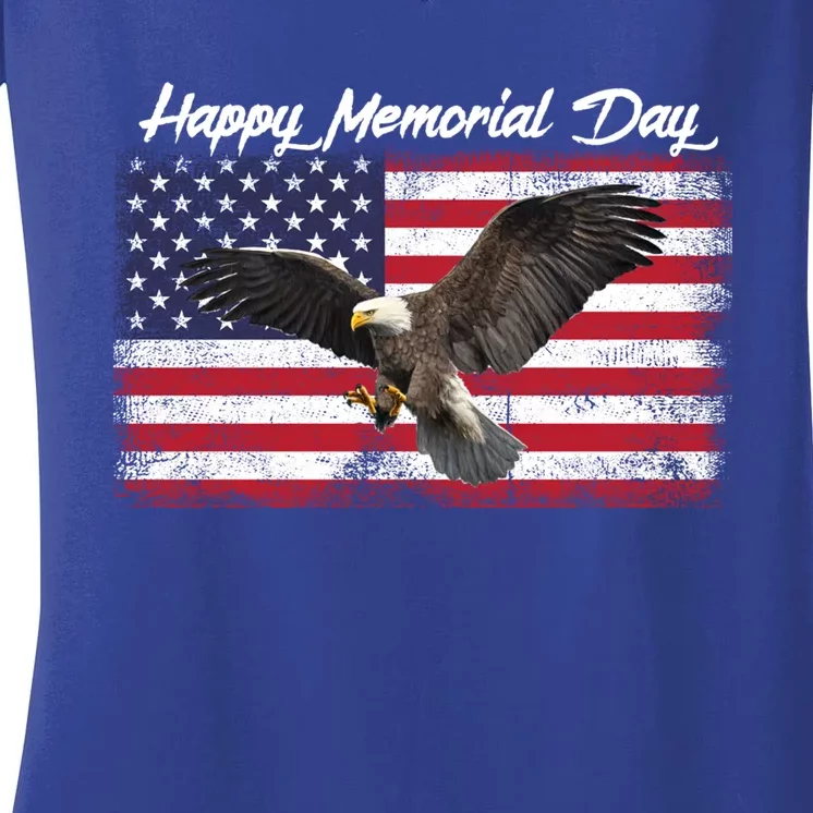 American Flags Happy Memorial Day Gift Women's V-Neck T-Shirt