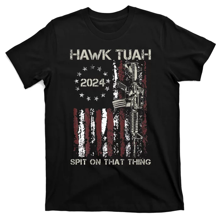 American Flag Hawk Tuah 24 Spit On That Thang T-Shirt