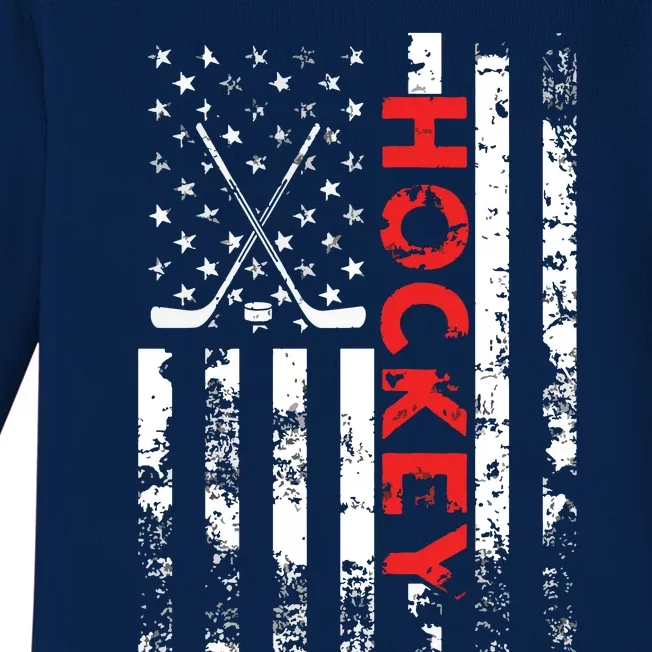 American Flag Hockey Apparel Hockey Baby Long Sleeve Bodysuit