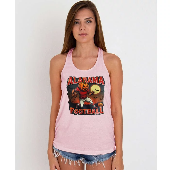 Alabama Football Halloween Pumpkin Player Spooky Alabama Women's Knotted Racerback Tank