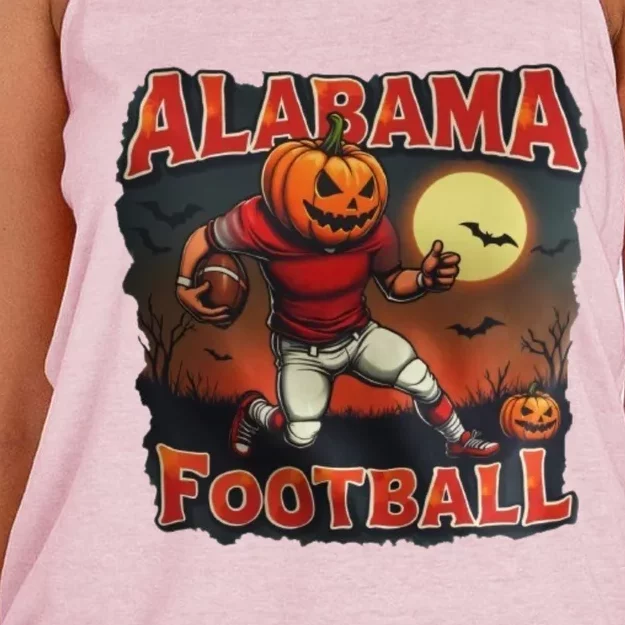 Alabama Football Halloween Pumpkin Player Spooky Alabama Women's Knotted Racerback Tank