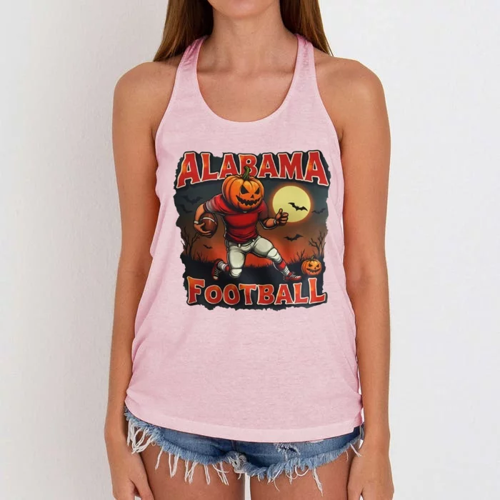 Alabama Football Halloween Pumpkin Player Spooky Alabama Women's Knotted Racerback Tank