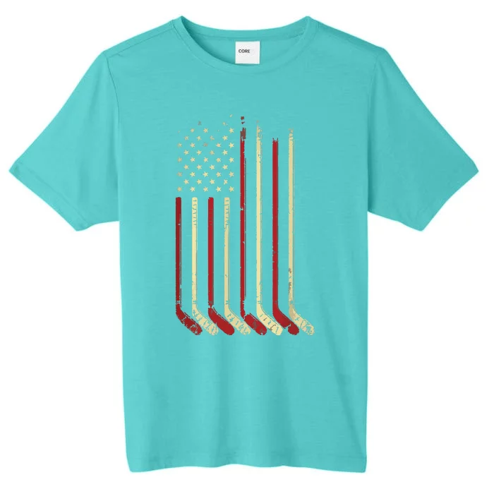 American Flag Hockey USA Patriotic Gift ChromaSoft Performance T-Shirt