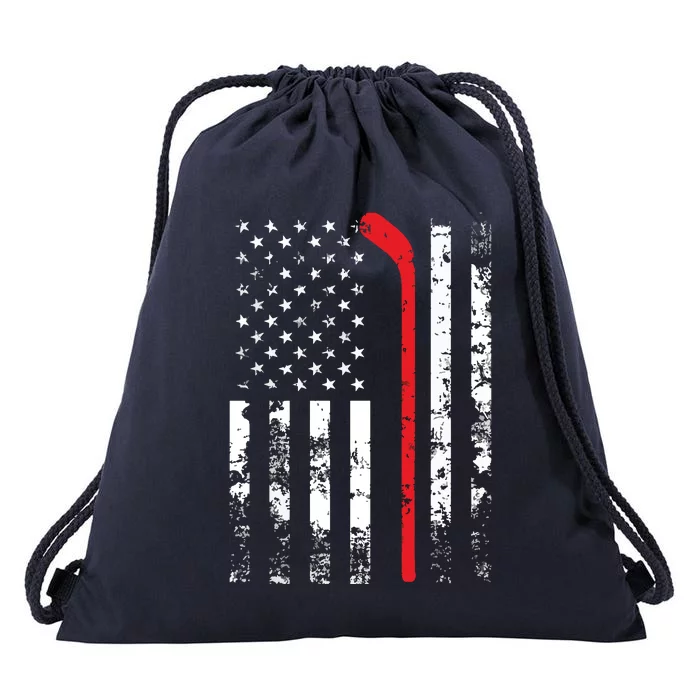 American Flag Hockey USA Patriotic Gift Drawstring Bag